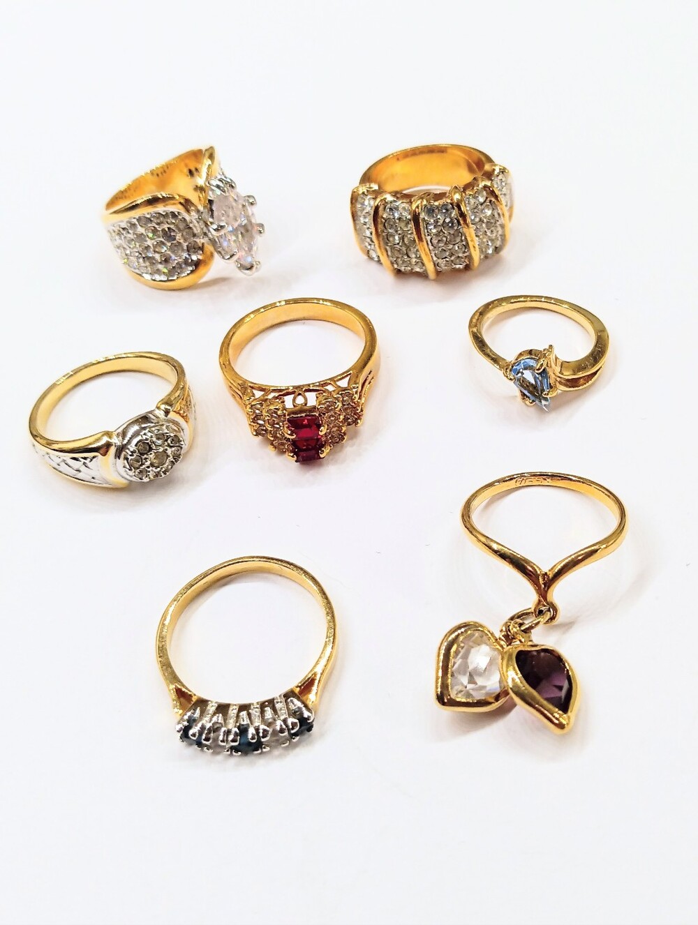 Costume Jewelry Ring Lot 7 Rings